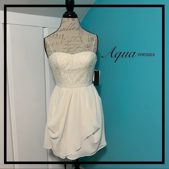 AQUA Dresses Ivory Spaghetti Strap Lace Dress - Picture 1 of 8